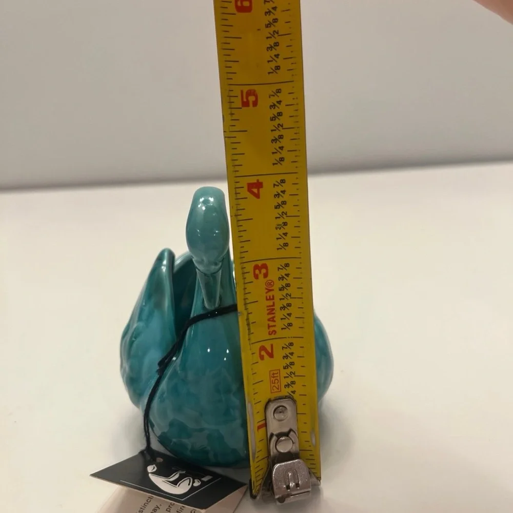 NWT turquoise pottery swan planter / decor